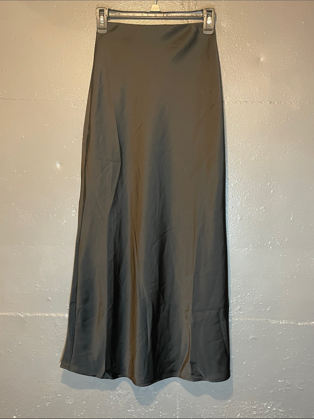 Fashion Nova Black Satin Maxi Skirt